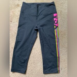 Victoria's Secret Black and Pink Leggings with Vibrant Stripes